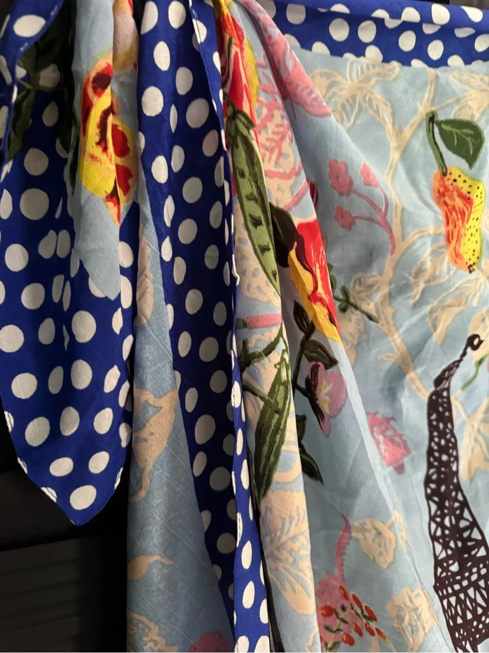 Nathalie Leté Silk Scarf - Paris Jardin (Blue not Peach)